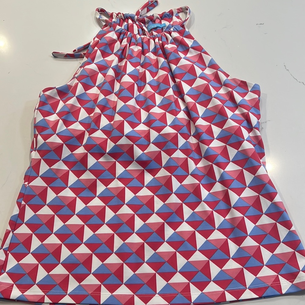 J. McLaughlin Retro Multicolor Maria Halter Top